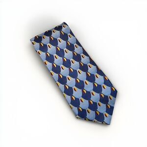 JOS A BANK Signature Colllection Italy Silk Blue Geometric Thick Self Tipped Tie